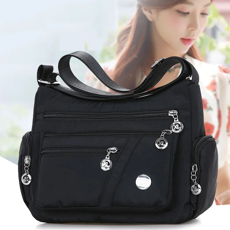 Bolso bandolera informal para mujer, estilo Oxford, impermeable, con cremallera, de gran capacidad, para viaje
