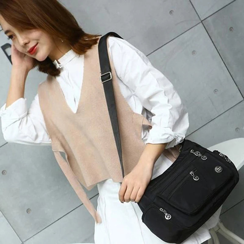 Bolso bandolera informal para mujer, estilo Oxford, impermeable, con cremallera, de gran capacidad, para viaje