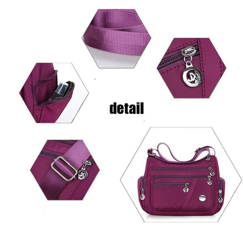 Bolso bandolera informal para mujer, estilo Oxford, impermeable, con cremallera, de gran capacidad, para viaje