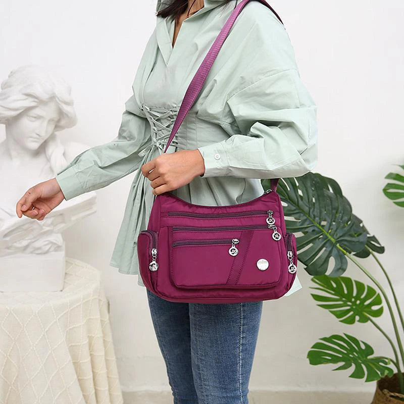 Bolso bandolera informal para mujer, estilo Oxford, impermeable, con cremallera, de gran capacidad, para viaje