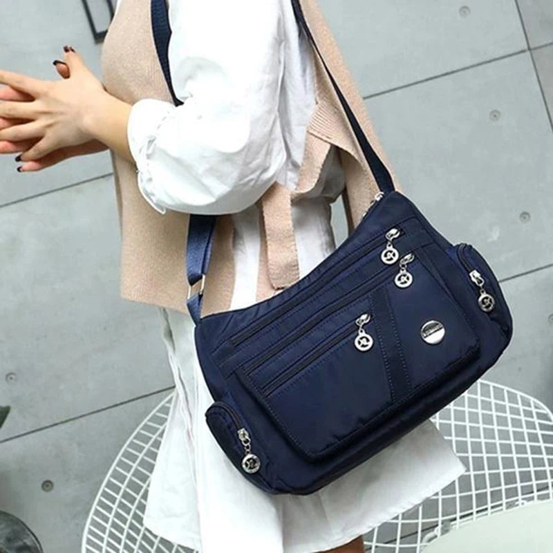 Bolso bandolera informal para mujer, estilo Oxford, impermeable, con cremallera, de gran capacidad, para viaje