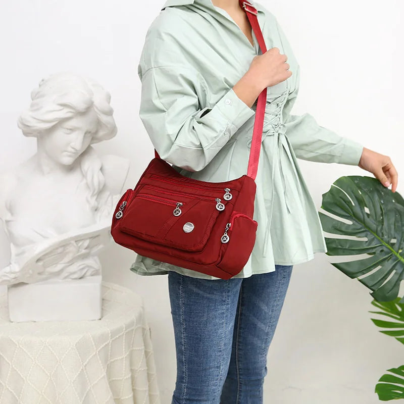 Bolso bandolera informal para mujer, estilo Oxford, impermeable, con cremallera, de gran capacidad, para viaje