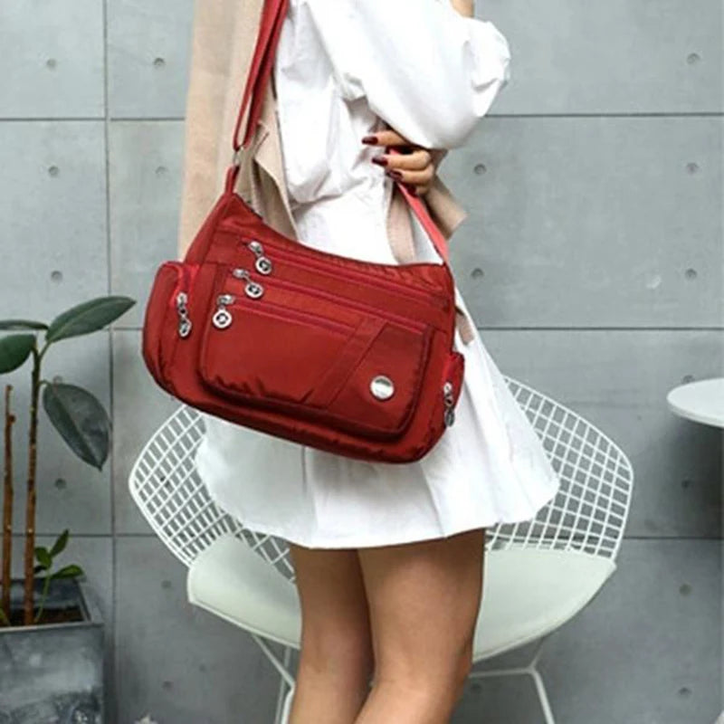 Bolso bandolera informal para mujer, estilo Oxford, impermeable, con cremallera, de gran capacidad, para viaje