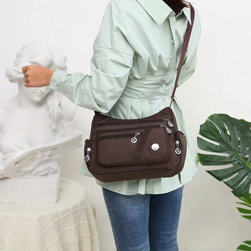 Bolso bandolera informal para mujer, estilo Oxford, impermeable, con cremallera, de gran capacidad, para viaje