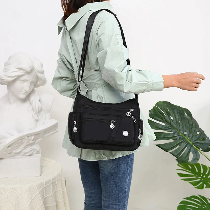 Bolso bandolera informal para mujer, estilo Oxford, impermeable, con cremallera, de gran capacidad, para viaje