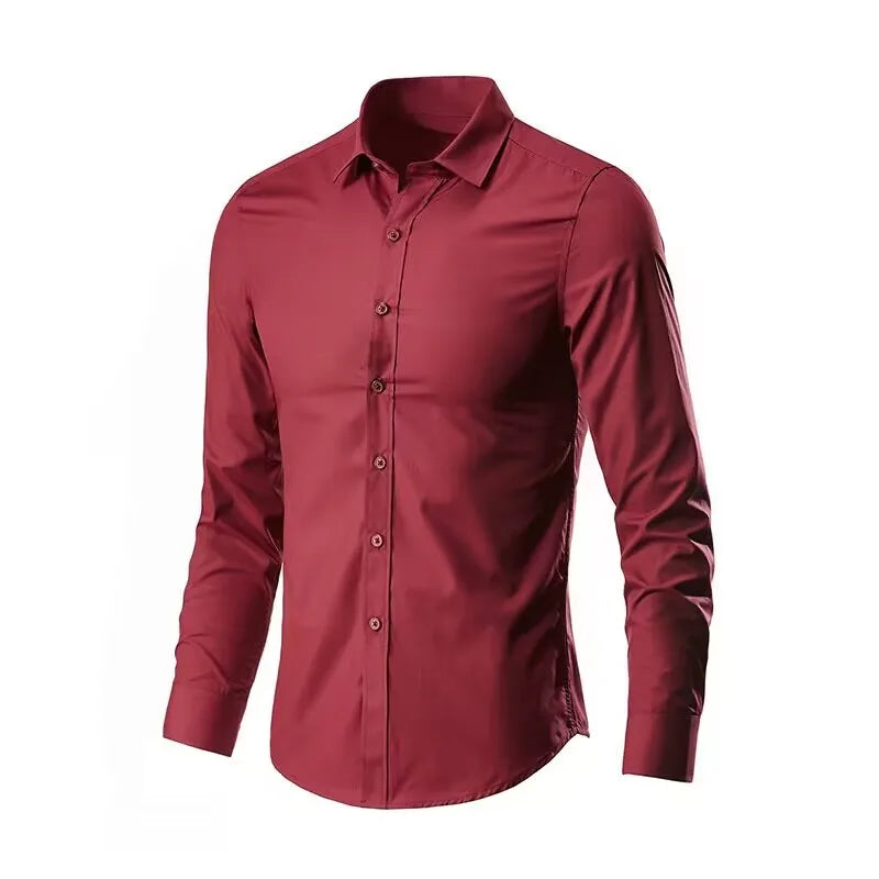Camisa elástica de manga larga para hombre