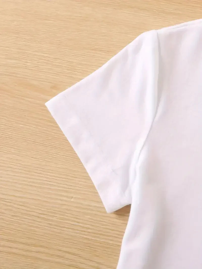 Camiseta blanca con estampado de gato divertido para mujer