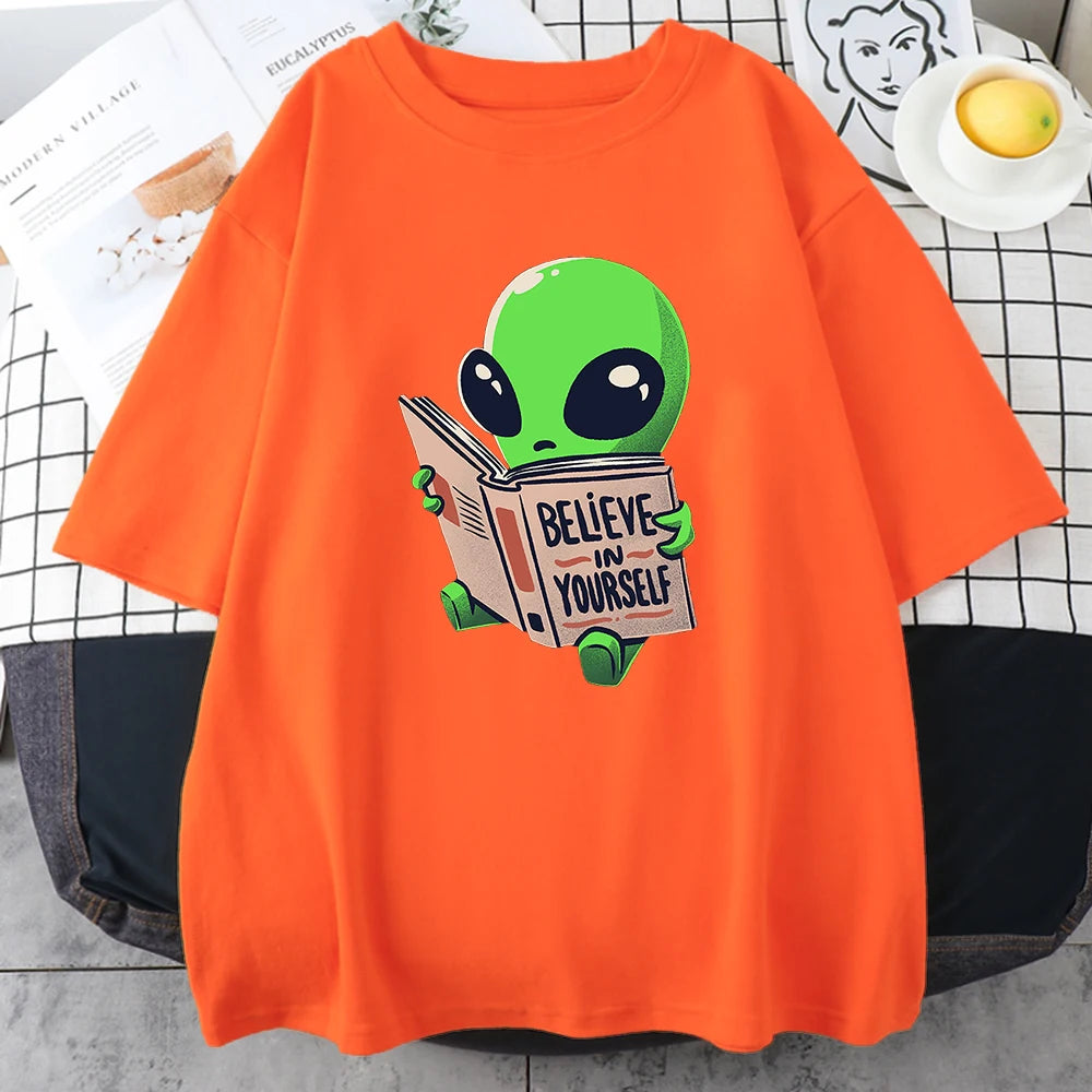 Camisetas de algodón para hombre con estampado de extraterrestres verde, camisetas informales de gran tamaño con diseño de matemáticas