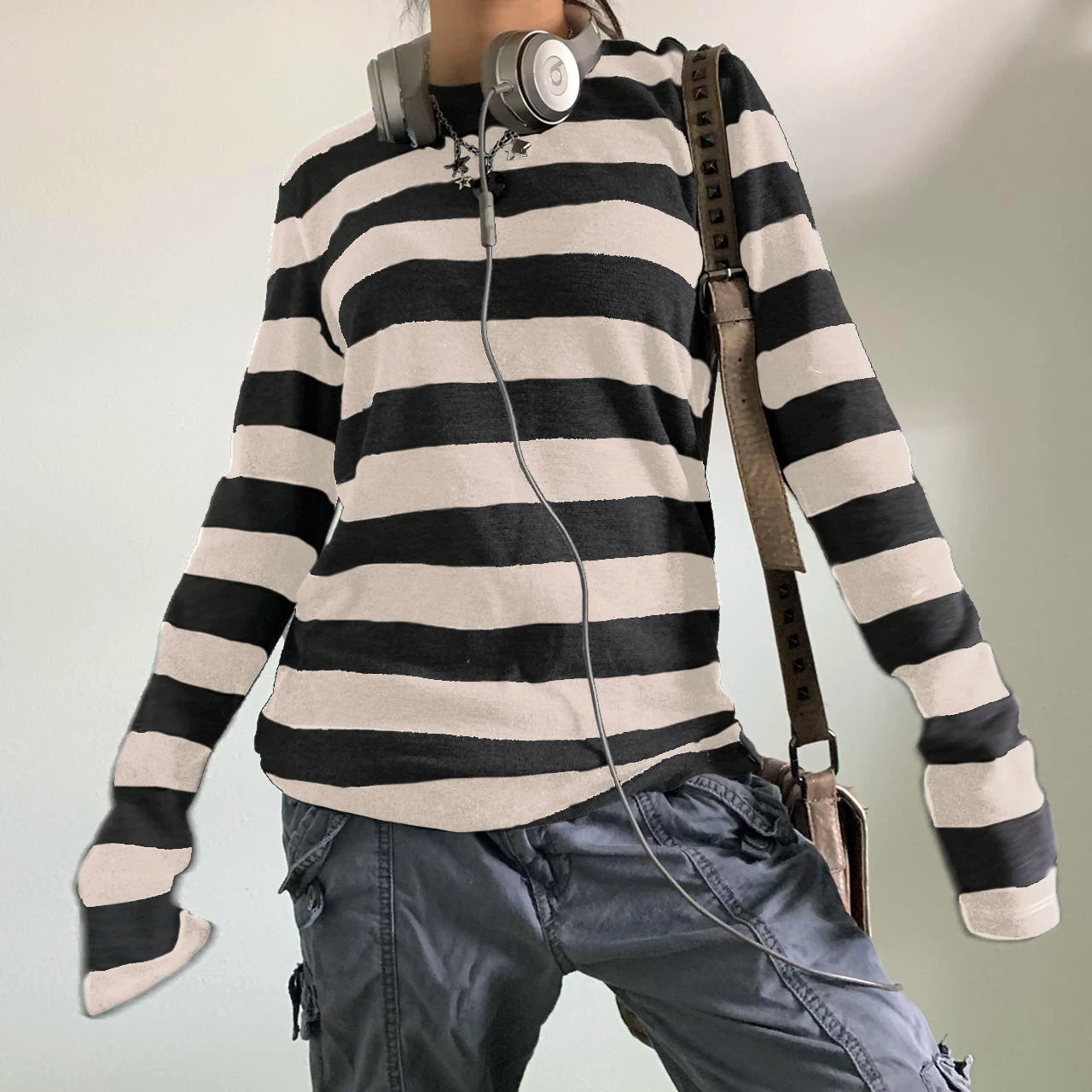 Camisa básica de punto grunge de hada para mujer