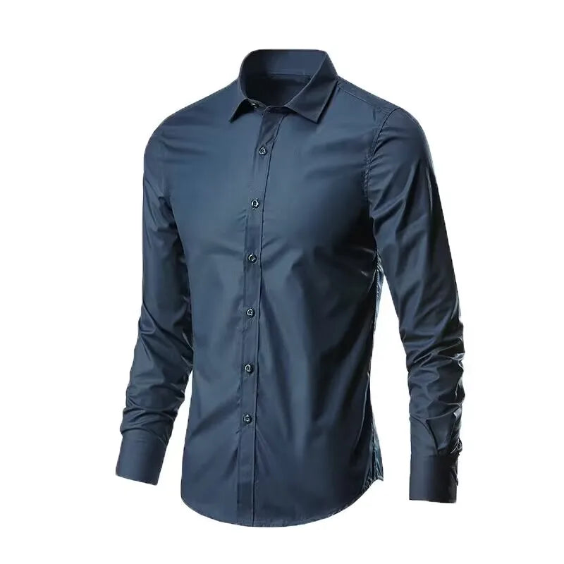 Camisa elástica de manga larga para hombre