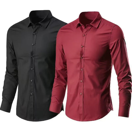 Camisa elástica de manga larga para hombre