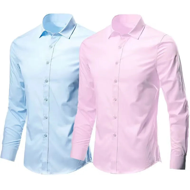 Camisa elástica de manga larga para hombre