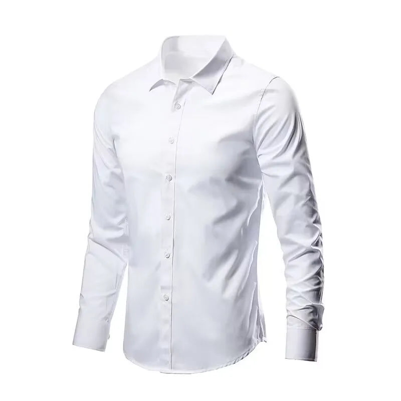 Camisa elástica de manga larga para hombre