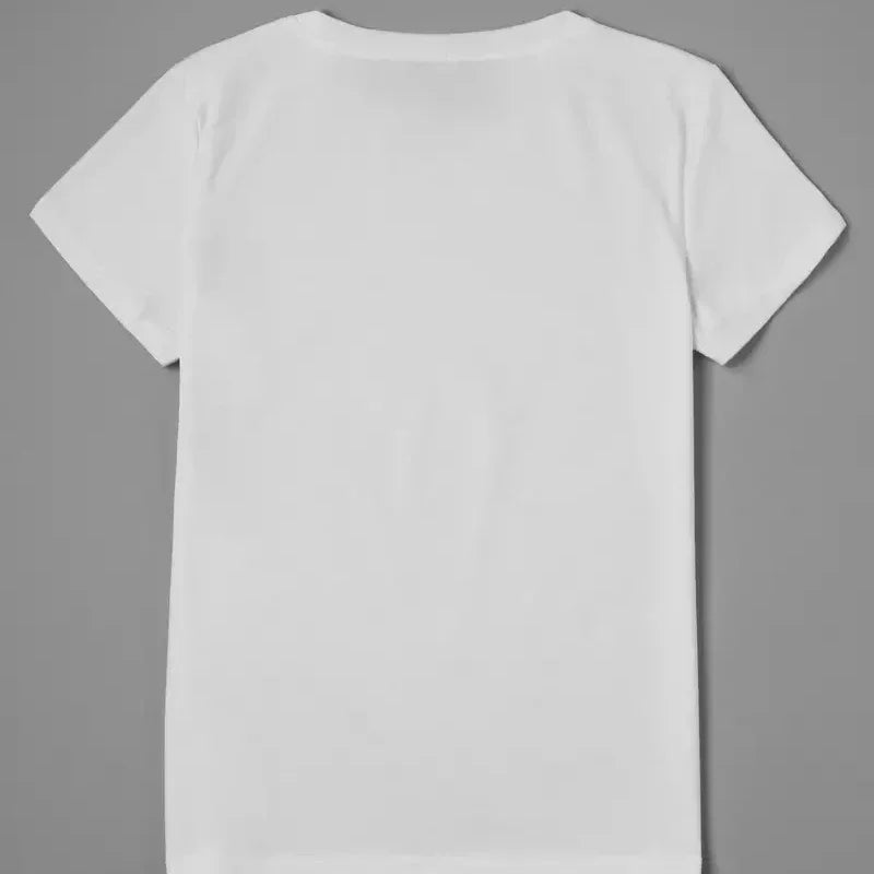 Camiseta blanca con estampado de gato divertido para mujer