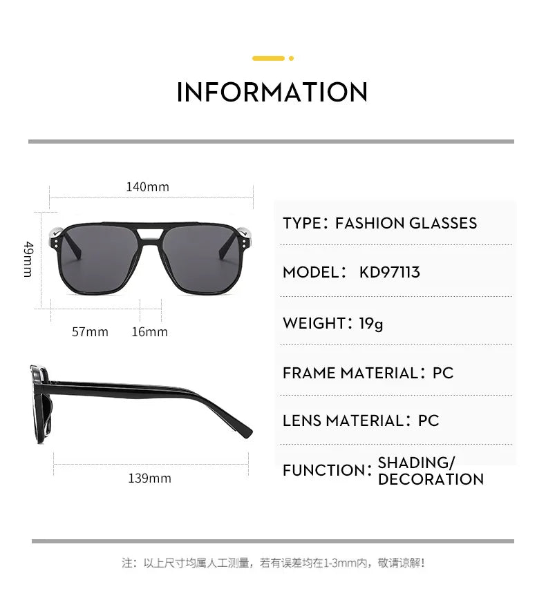 Gafas de sol cuadradas vintage para mujer y hombre