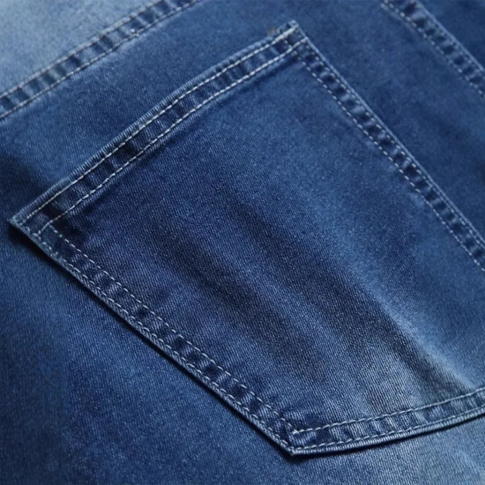 Men Jeans Denim Wash Vintage Basics Loose Fit Straight Pants Mid Waist Solid Trouser Casual Ankle Length Pockets Zipper Fly 2025